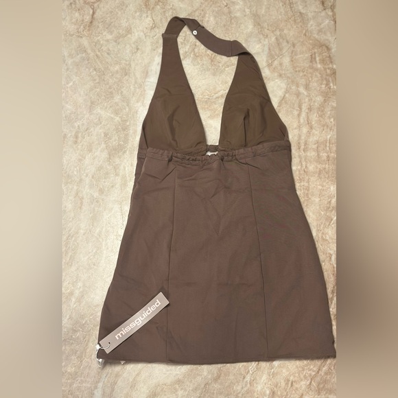 Missguided | NWT Halter Backless Mini Dress | Brown - Picture 4 of 4